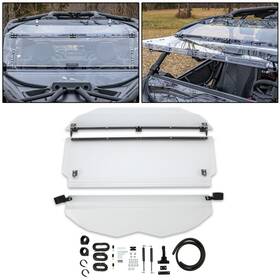 Ta0647 Aftermarket Scratch Resistant 2-in-1 Front Flip Windshield For 2017 Can-am Maverick X3