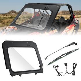 B0110-12102bk Kemimoto Glass Front Full Windshield With Electric Wiper For Polaris Rzr Pro Xp/4 2020-2024