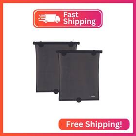 25147 Nuby 14 Inch Roller Vehicle Side Window Sun Protection Shade For Baby 2 Pack Pul