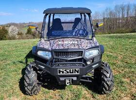 Pep-hisk14-sm1-clr Pacific Eagle Powersports Hisun Strike 1000 Crew Vented Lexan Windshield With Quick Install Straps