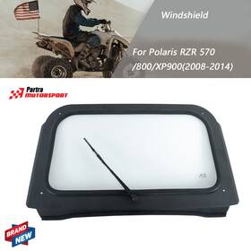 Pt46508a Partra Black Full Glass Windshield With Wipers For Polaris Rzr 570 800 Xp 900 2008-2014
