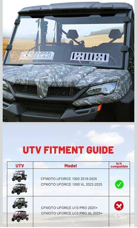 Abg205-utv Starknightmt Uforce 1000 Vented Front Windshield For Cfmoto 1000/1000 Xl 2019-2025