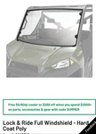 S72 2879127 New Polaris Ranger Lock & Ride Pro Fit Hard Coat Poly Windshield. Fixed Price $519.99.