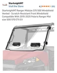 Starknightmt Vented Front Windshield For Polaris Ranger 570 500 Midsize Utv. Fixed Price $119.99.