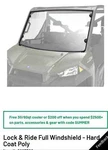 2879127 New Polaris Ranger Lock & Ride Pro Fit Hard Coat Poly Windshield. Fixed Price $519.99.