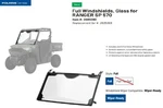 Polaris Oem 22'-26' Ranger SP570 Fixed Glass Full Windshield- 2885080 (local). Fixed Price $499.99.